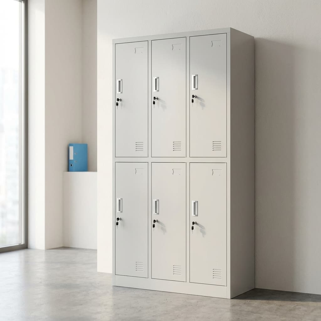 6 door metal locker cabinet grey lockable storage