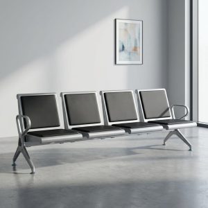 4 seater reception waiting chair metal frame padded seats