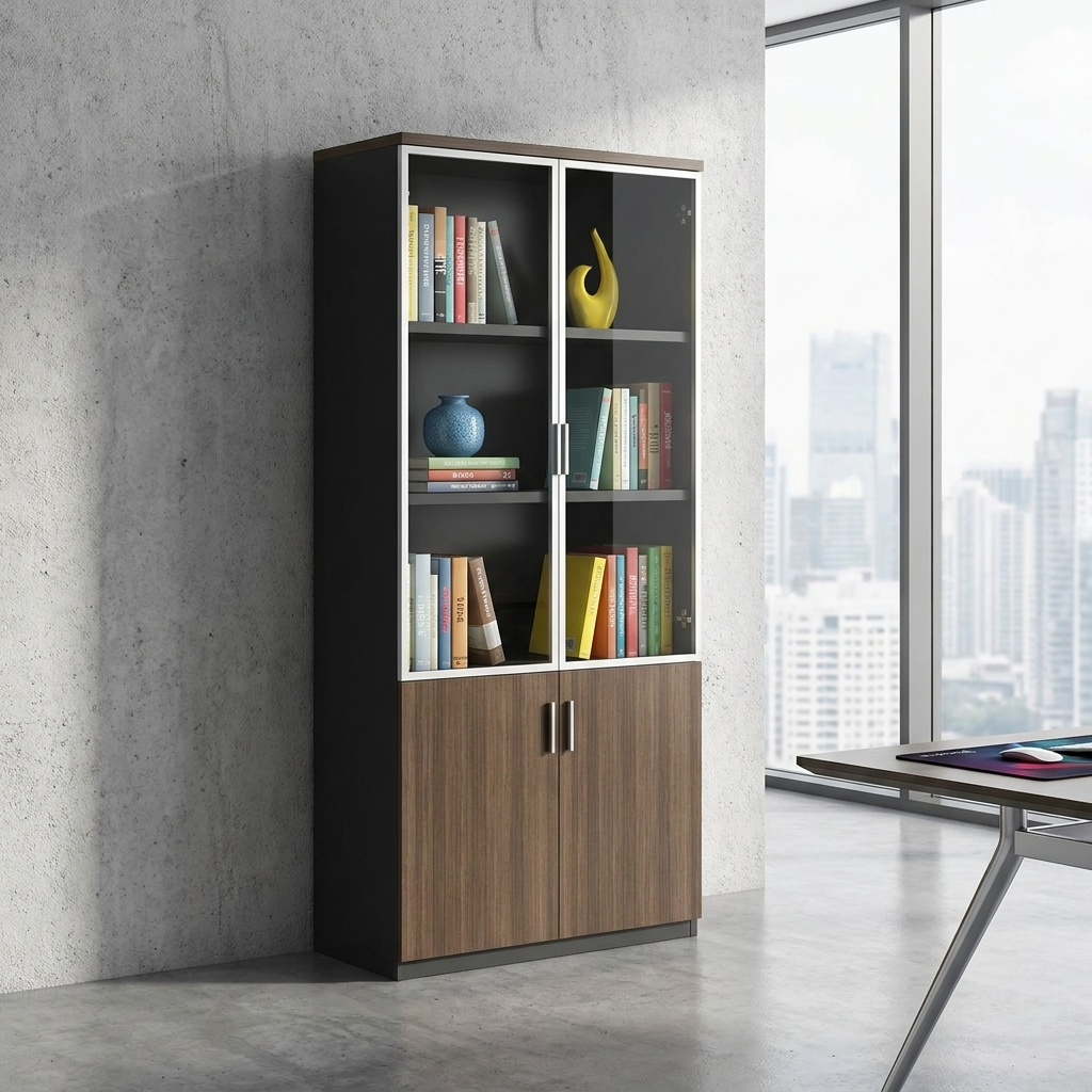 office storage cabinet with glass doors and wooden finish Filing Cabinets in Kenya