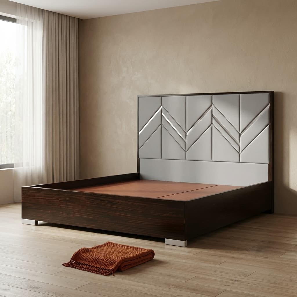 luxury chevron upholstered king bed 6x6 with padded headboard