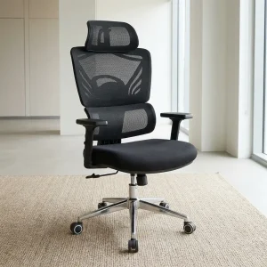 Mesh Executive Office Chair with adjustable headrest, lumbar support and reclining function