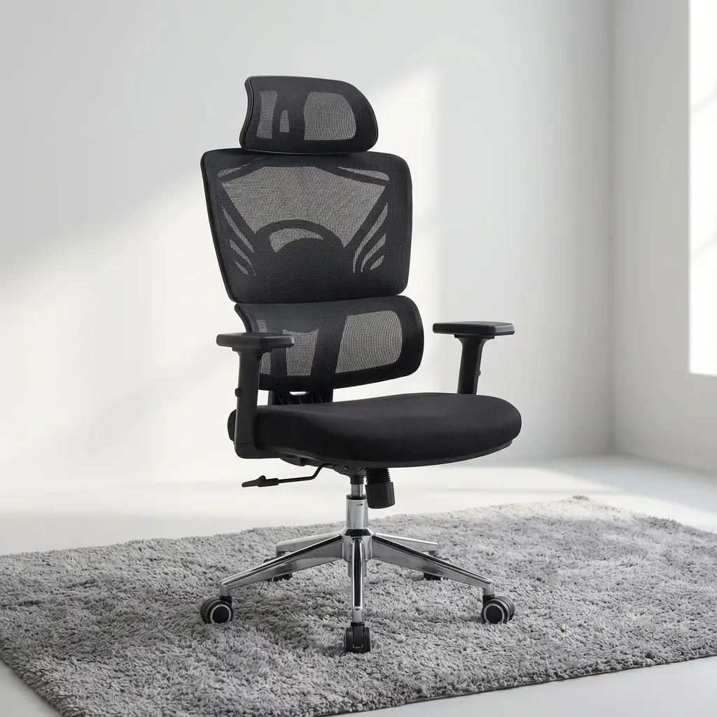 Mesh Executive Office Chair with adjustable headrest, lumbar support and reclining function