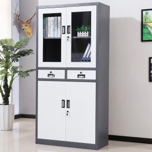 4-Door Half Glass Cabinet with lockable steel office storage
