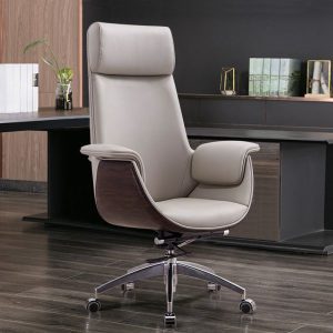 Modern luxury executive office chair with wooden accents