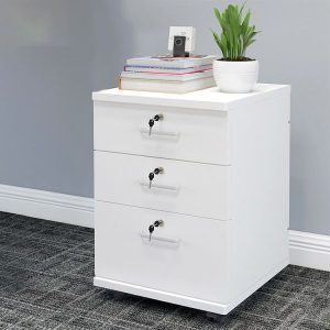 3 Drawer Mobile Pedestal Cabinet with lockable office storage drawers