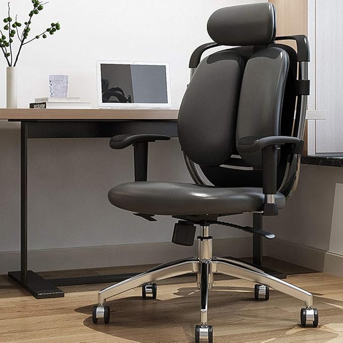 Ergonomic Dual-Back Mesh Chair with adjustable headrest and lumbar support