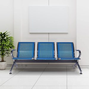 Triple Waiting Bench 3-seater non-padded reception seating with metal frame