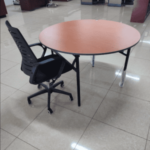 Folding Round Table with MDF tabletop and foldable steel frame