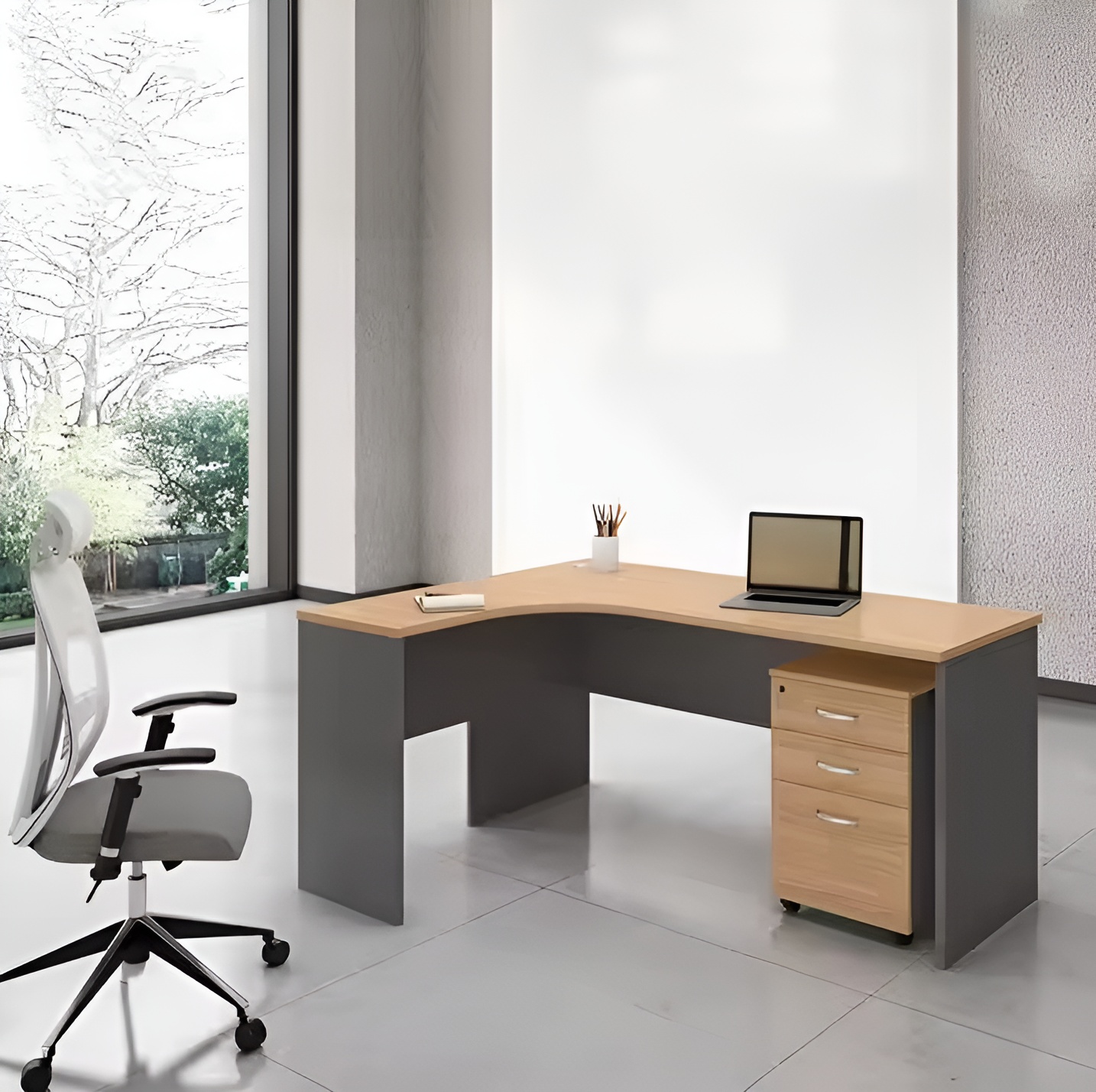 Executive Corner Office Desk with L-shaped design and storage drawers