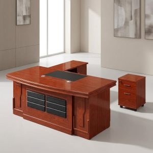 1800mm mahogany L-shape executive office desk with drawers