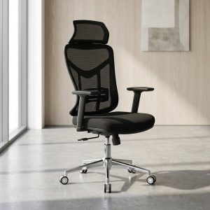 High back desk chair with mesh back and headrest