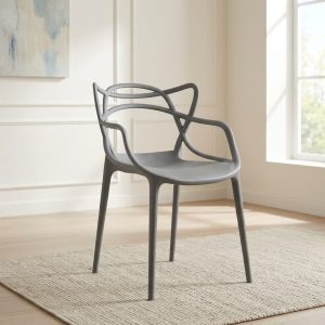 Twig plastic arm chair with ergonomic open-frame design