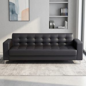 Modern black 3-seater office sofa