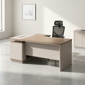 1.6M Luxury L-Shaped Manager Desk with drawers and locker storage