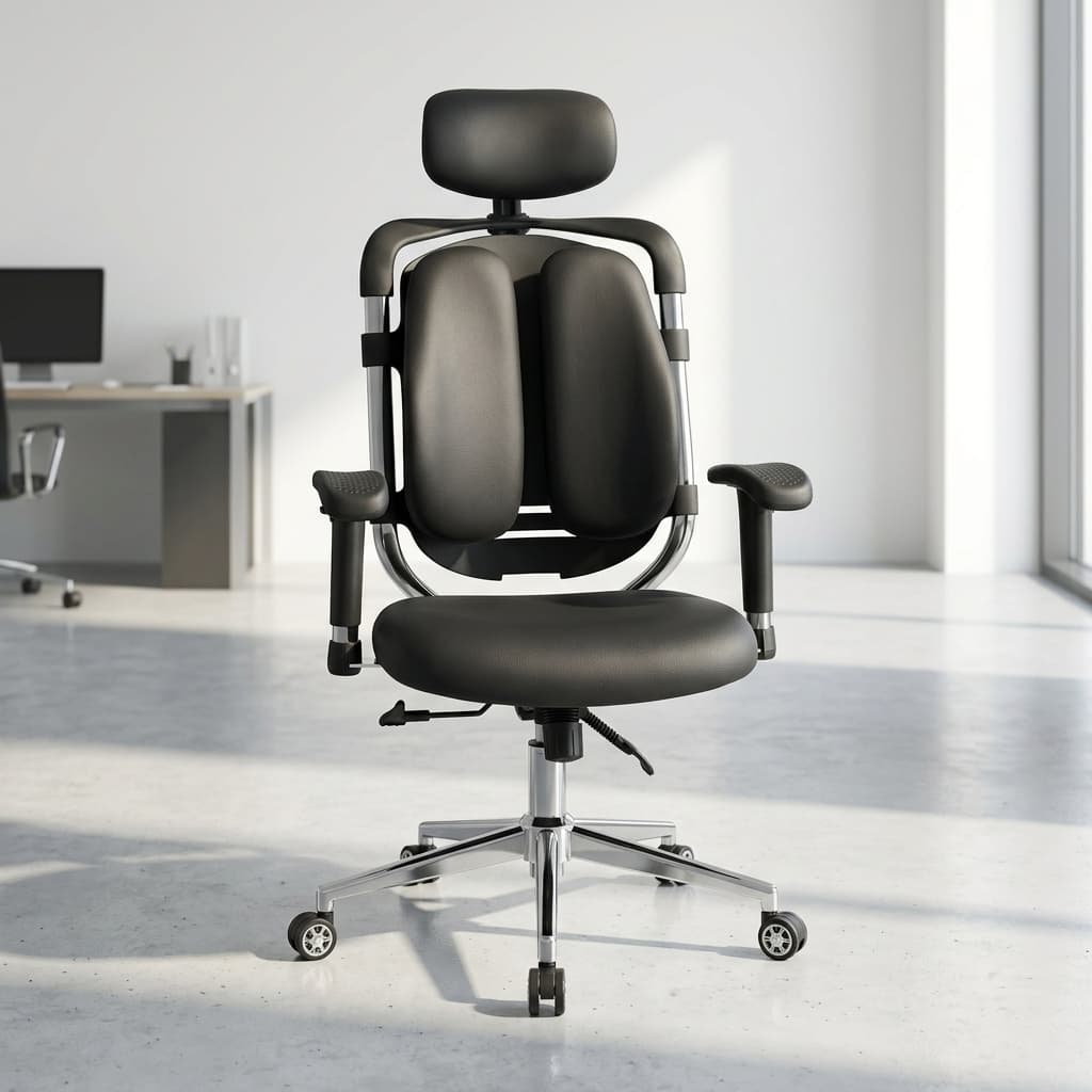 Ergonomic Dual-Back Mesh Chair with adjustable headrest and lumbar support