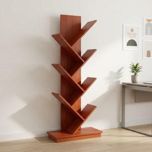 Tree Design Bookshelf with modern wooden branch-style shelving