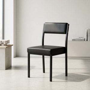 Black Leather Staff Chair with cushioned seat and backrest