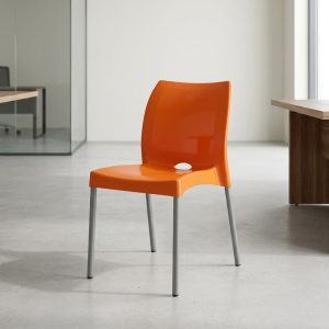 Orange Plastic Training Chair with durable molded seat and metal legs