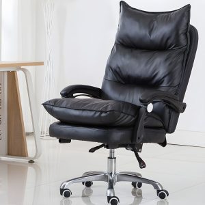 Reclining Executive Office Chair with footrest and premium leather upholstery