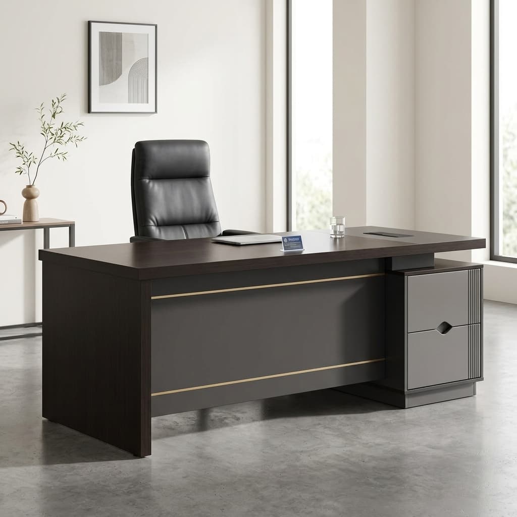 1.8m L-shaped boss table with side storage cabinet and executive design