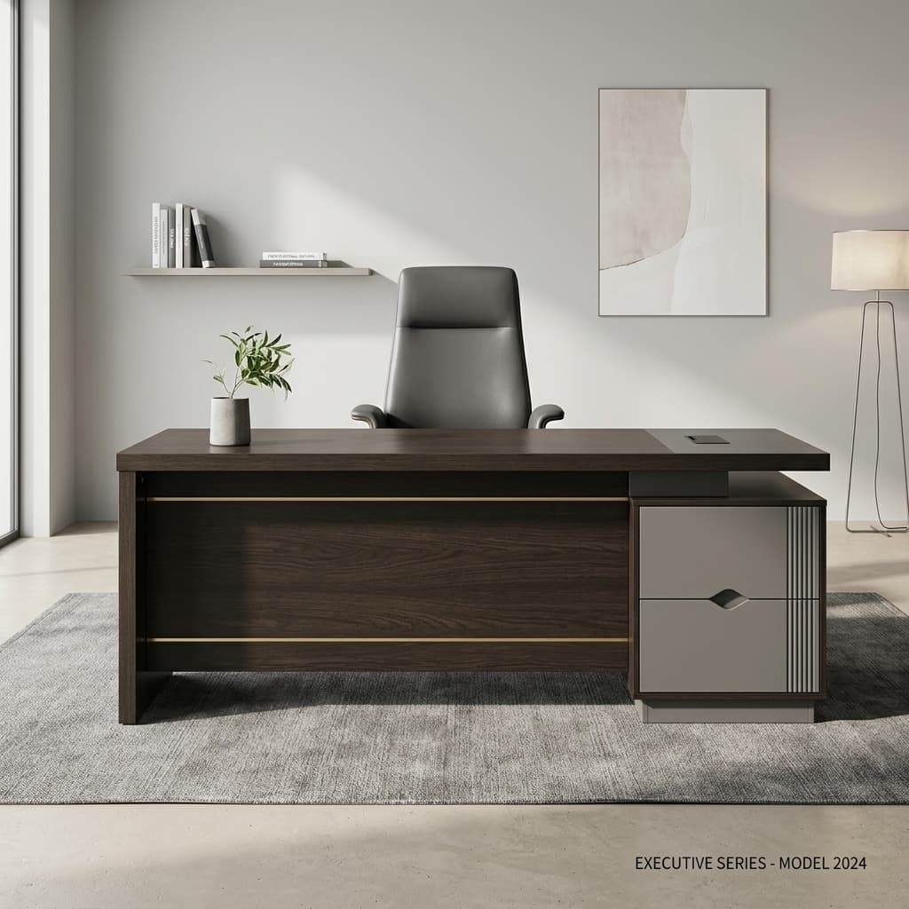 1.8m L-shaped boss table with side storage cabinet and executive design