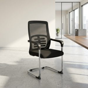Upholstered Task Chair with mesh back and cantilever frame
