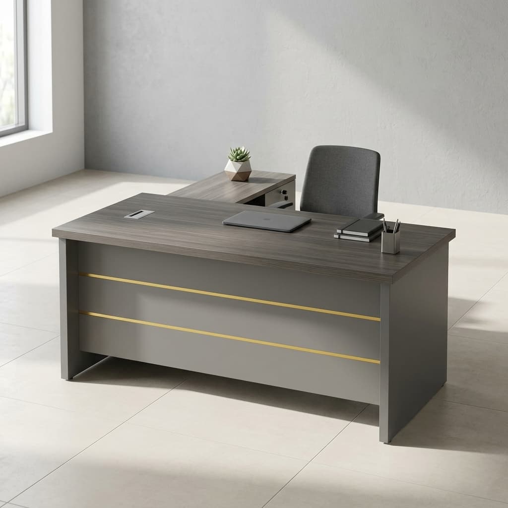 1800mm Wooden Office Desk with side return and cable management
