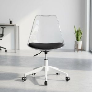 Clear Acrylic Desk Chair with adjustable height and rolling base