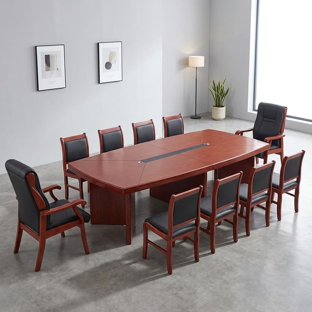 3000mm conference table seating 10 people with cable management system