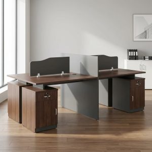 2.4 meter modular office workstation with storage drawers and privacy panels