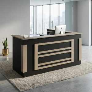 2-meter reception desk with lockable drawers and modern wood finish