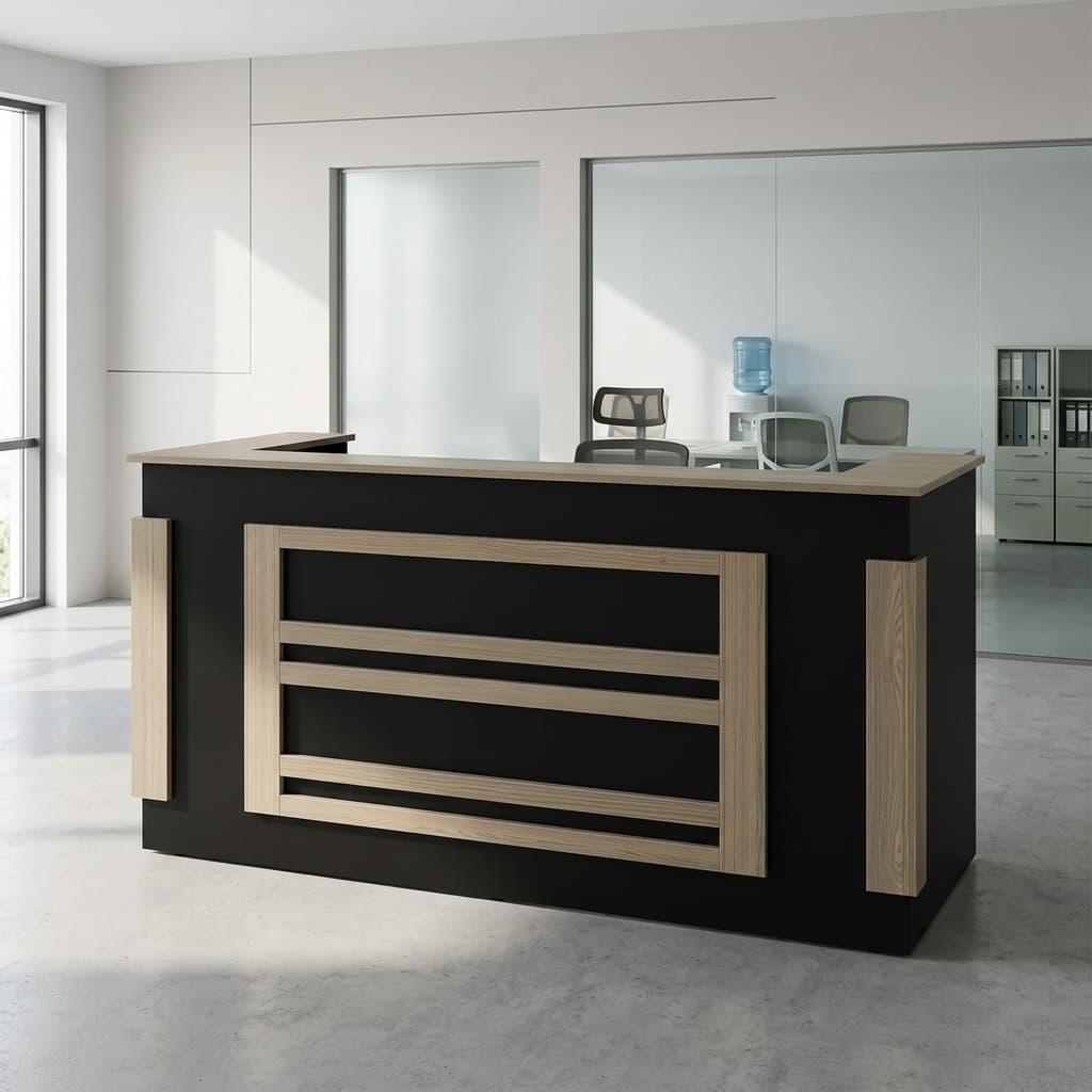 2-meter reception desk with lockable drawers and modern wood finish