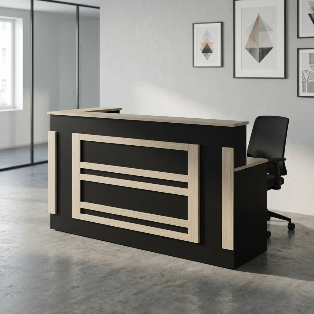 2-meter reception desk with lockable drawers and modern wood finish