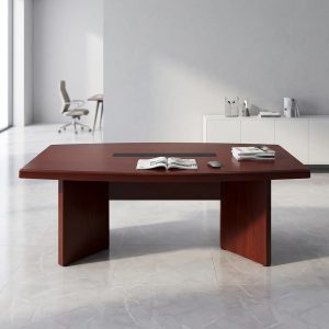 2M mahogany veneer boardroom table with cable management for six people
