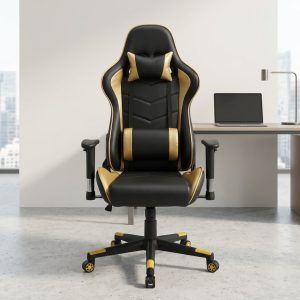 Executive reclining gaming chair with lumbar cushion and adjustable armrests