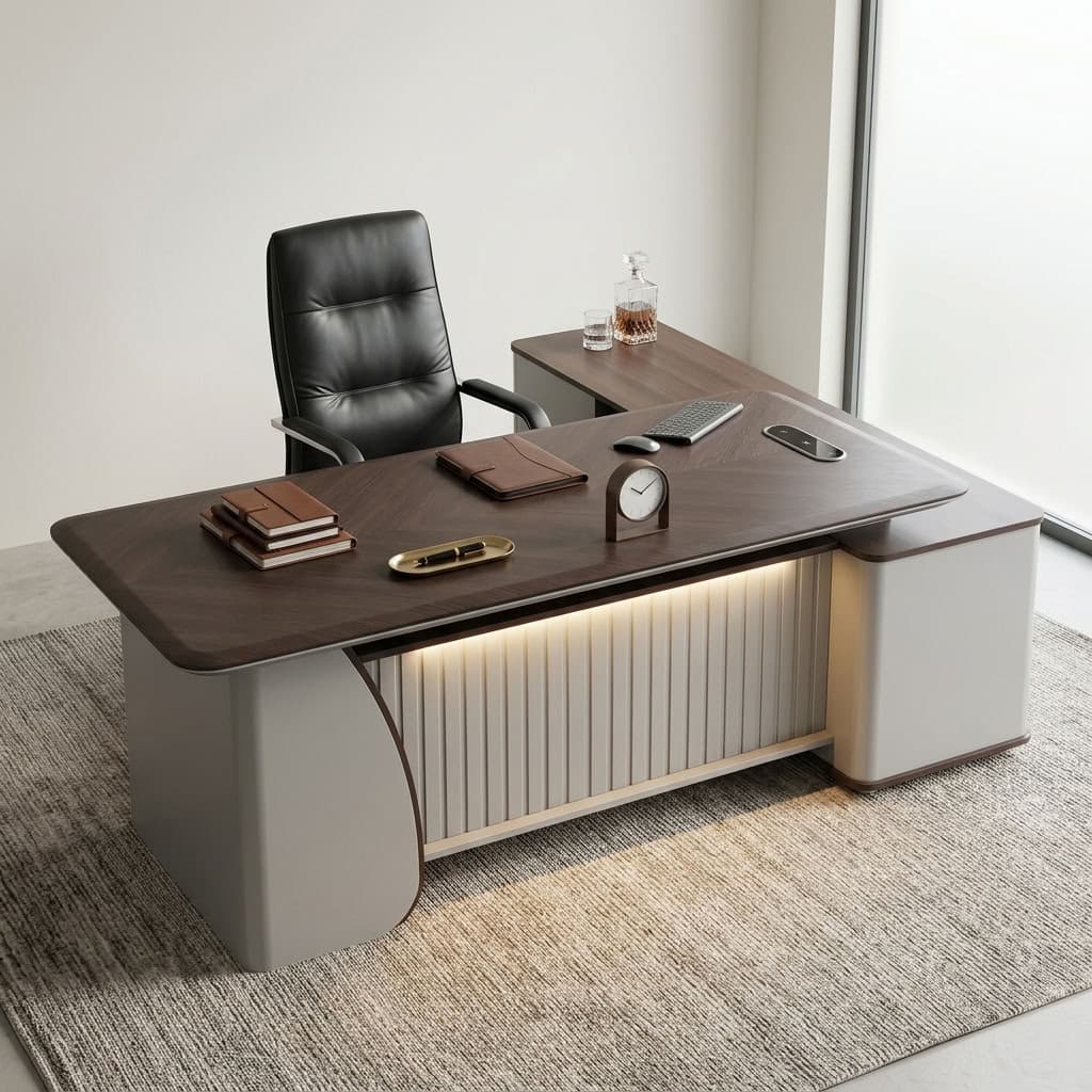 2.0m Executive Director's Office Desk for Sale in Kenya with Spacious Workspace and Integrated Cable Access