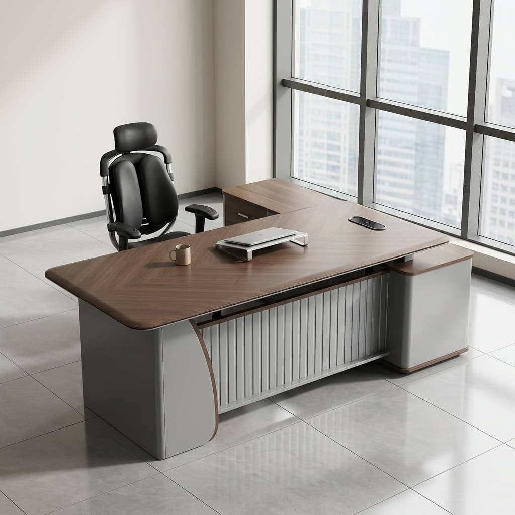2.0m executive director's office desk with side return and integrated storage