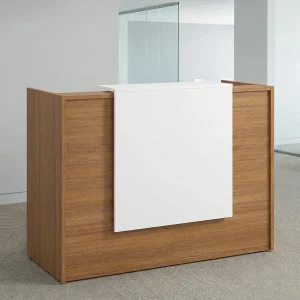 1600mm Modern Reception Desk with Wood-Grain and White Finish
