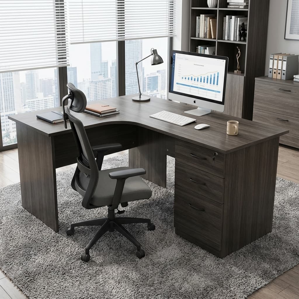 1.2m Office Desk With Pedestal and Three Drawers