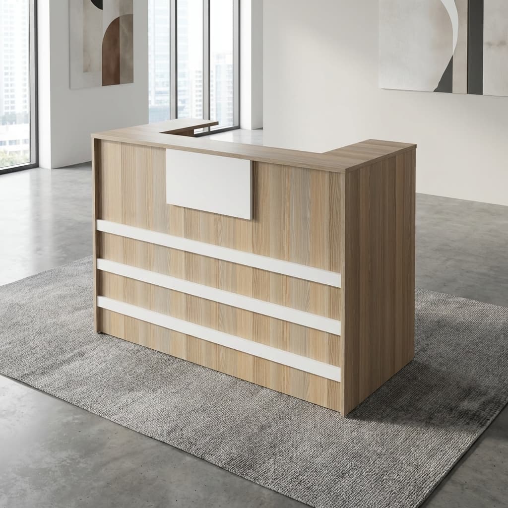 1.4m reception desk with mobile pedestal, professional office counter with storage for businesses