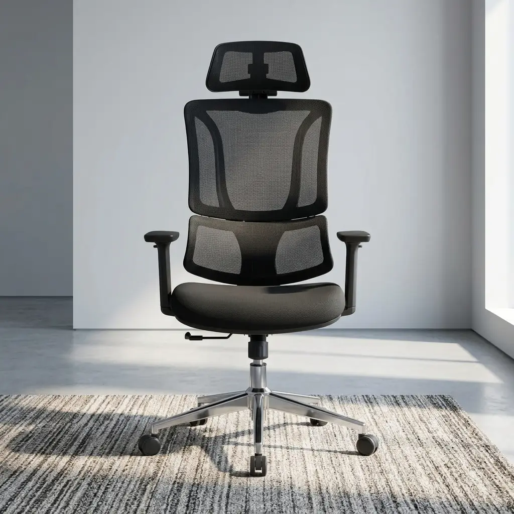 Office Chair With Adjustable Lumbar Support, 3D Armrests and Headrest