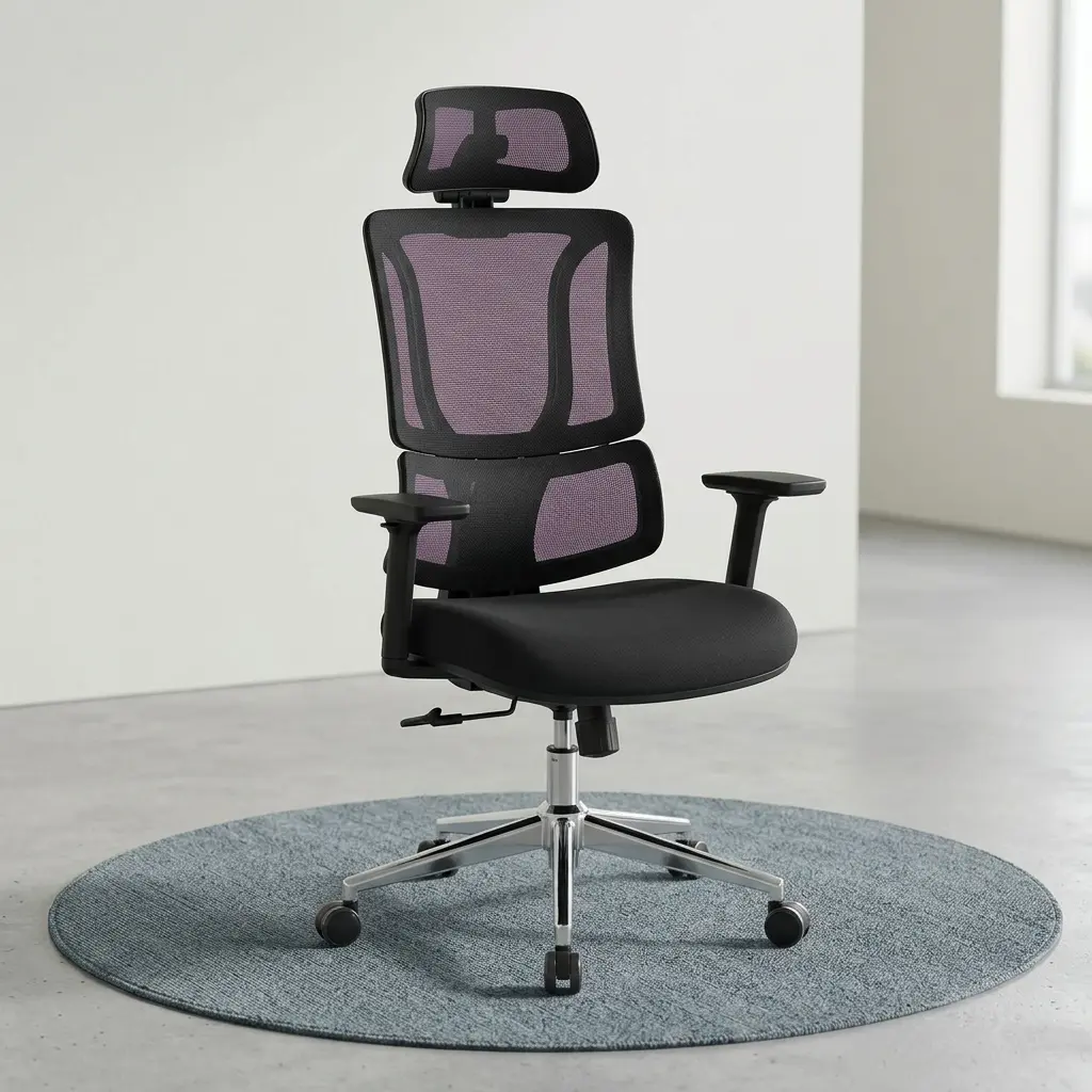 Office Chair With Adjustable Lumbar Support, 3D Armrests and Headrest