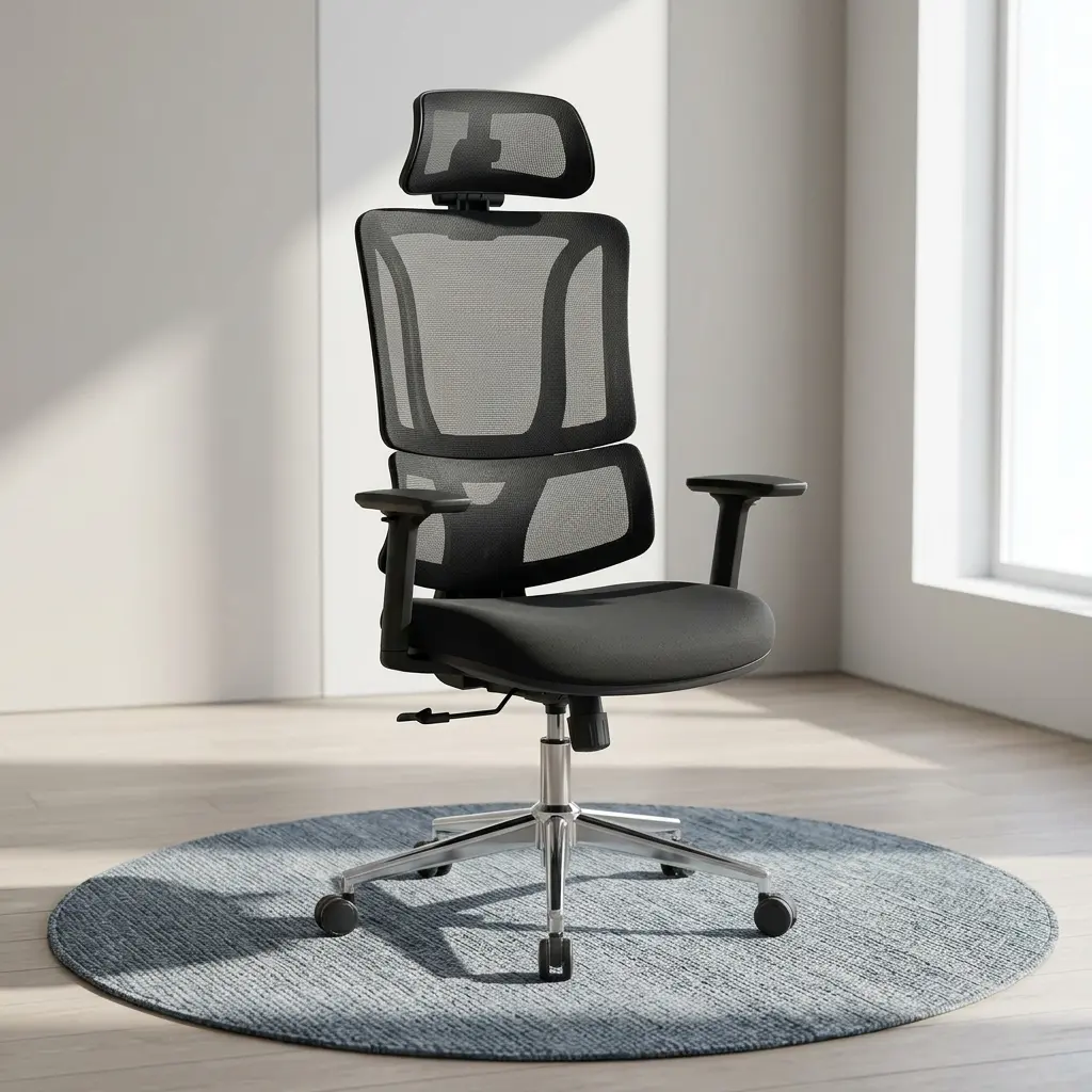 Office Chair With Adjustable Lumbar Support, 3D Armrests and Headrest