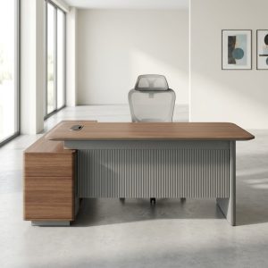 1800mm executive L-shape desk with side cabinet and storage drawers