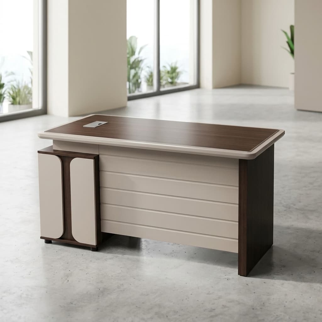 1.4m executive office desk with lockable drawer and cupboard storage