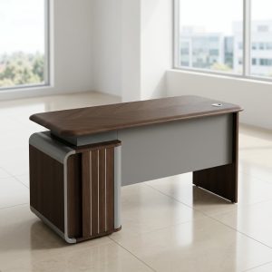 1.4m clerical office desk with lockable drawer and storage cabinet