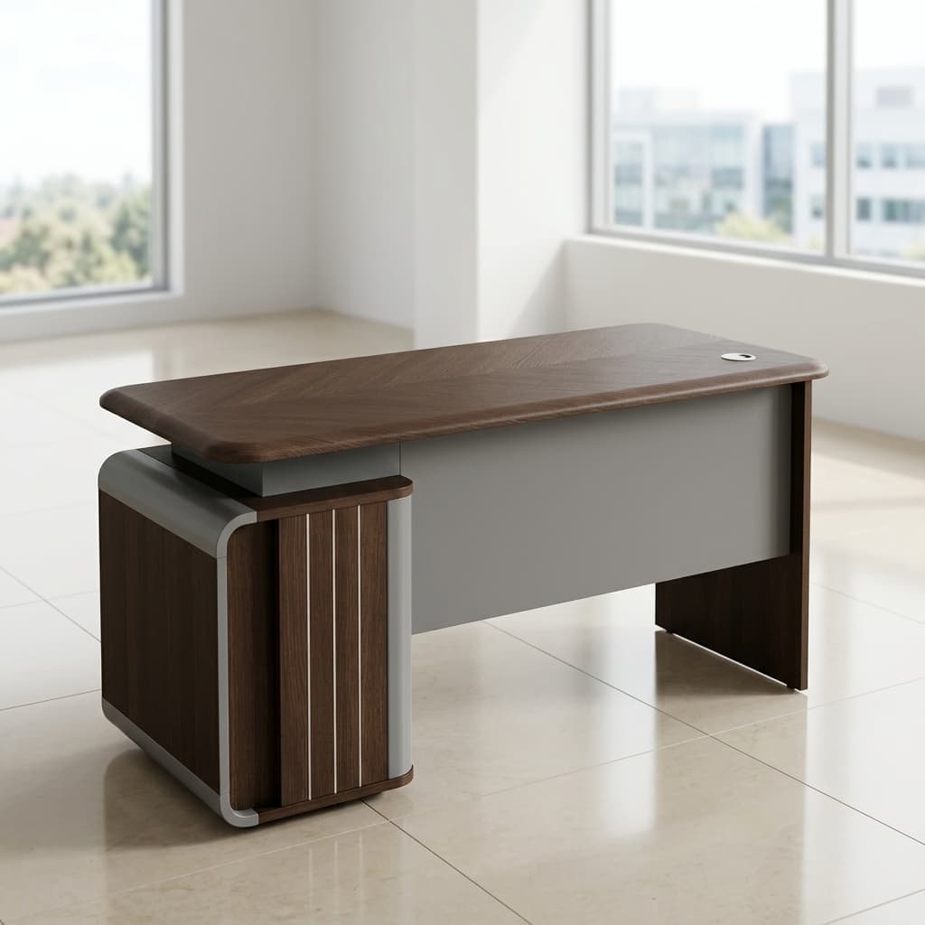 1.4m clerical office desk with lockable drawer and storage cabinet