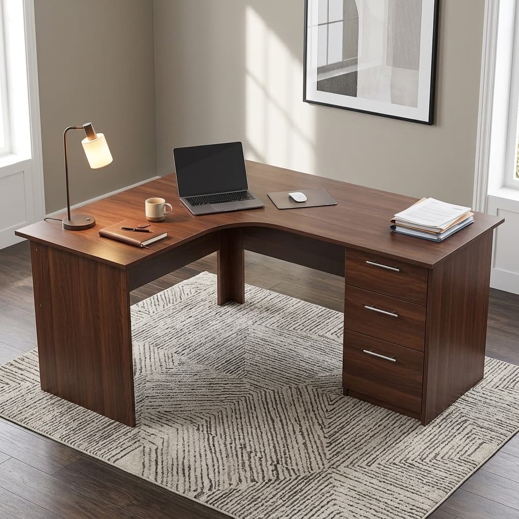 1.6M Curved Custom Office Desk with 3-Drawer Storage