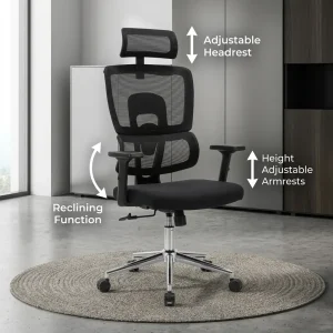 Ergonomic Task Desk Chair with Adjustable Headrest and Armrests