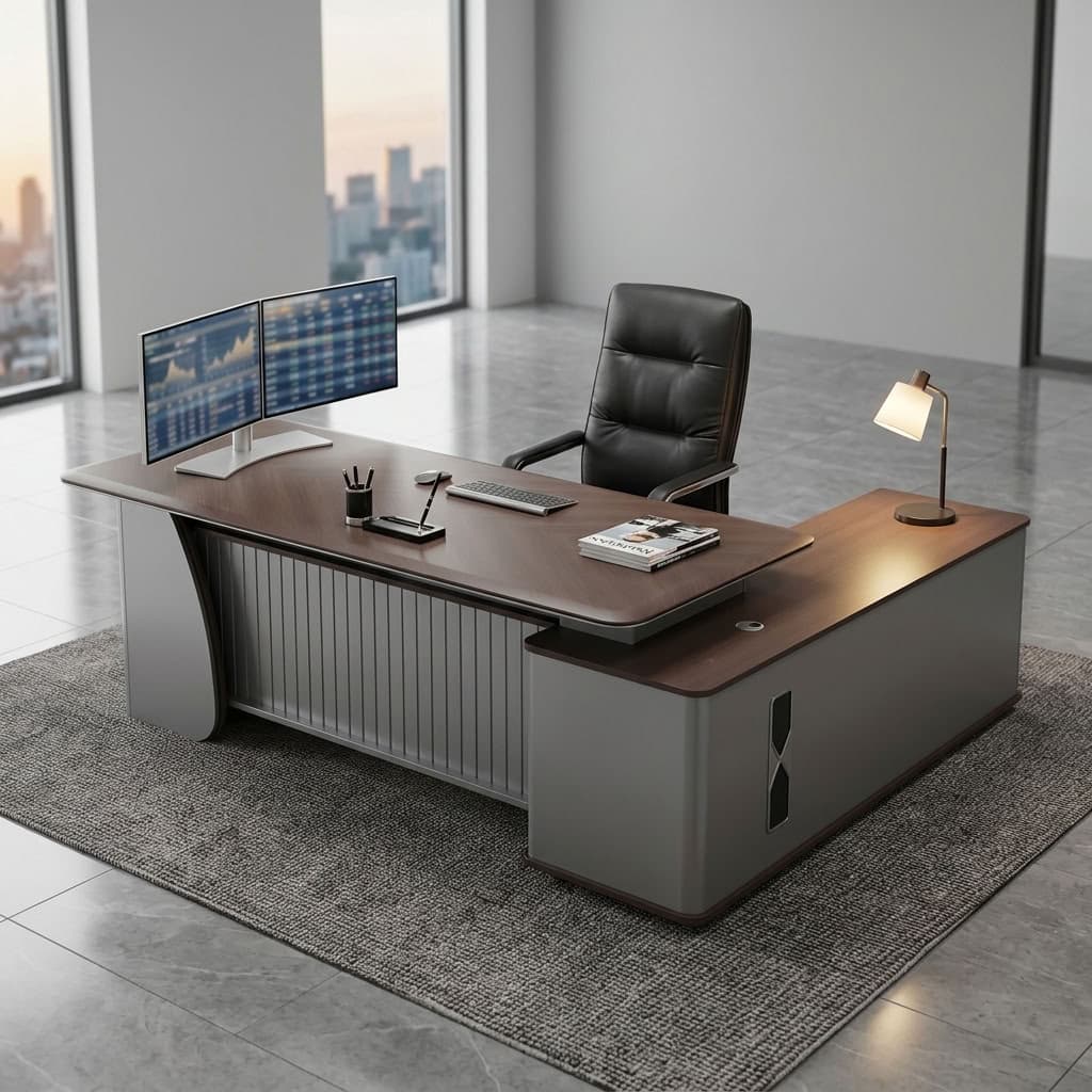 2.0m Executive Director's Office Desk for Sale in Kenya with Spacious Workspace and Integrated Cable Access